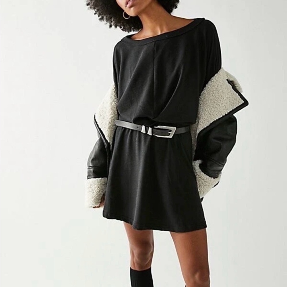 NWT FP Beach Santa Maria Mini Dress Black Dolman Sleeve Boho Capsule Oversized M